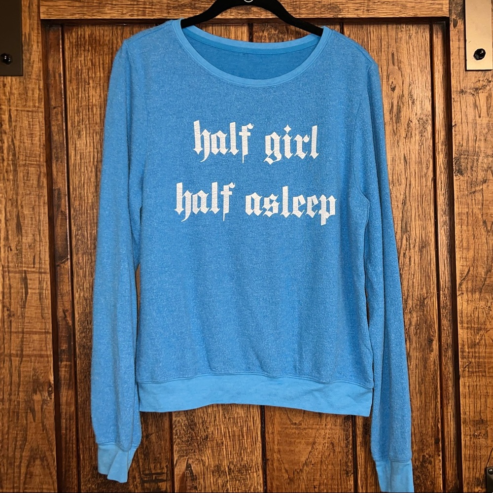 Wildfox Sample Half Girl Half Asleep Baggy Beach Jumper In Blue Size Xs/S